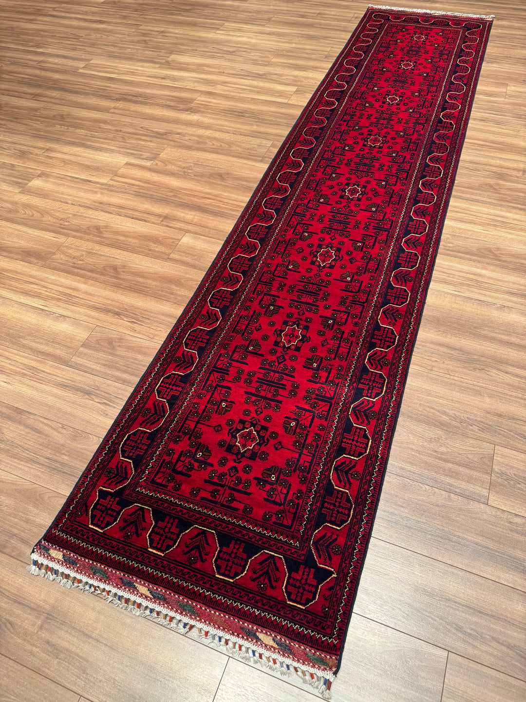 Afgan Halısı Hamyap Yolluk Orijinal El Dokuması Kök Boya Yün 0.84x388 3.26 Metrekare - 3x13 ft