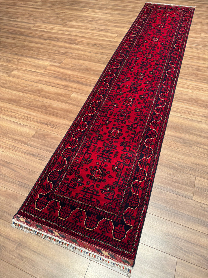 Afgan Halısı Hamyap Yolluk Orijinal El Dokuması Kök Boya Yün 0.84x388 3.26 Metrekare - 3x13 ft