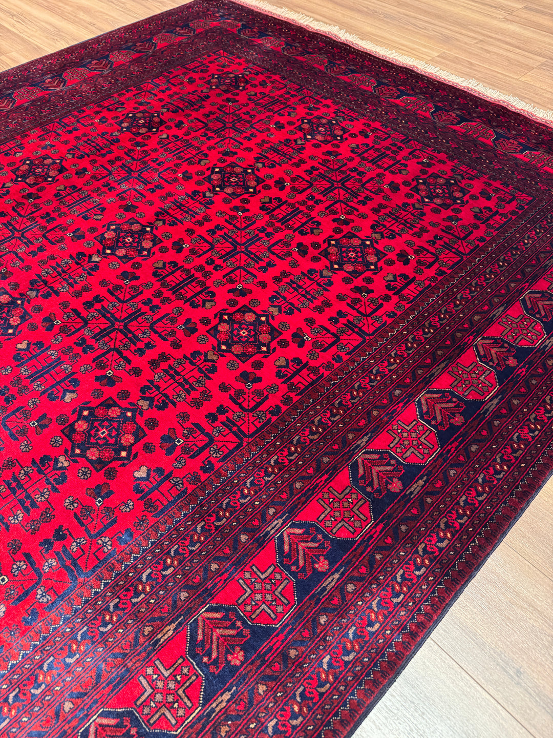 Afgan Halısı Bilcik Orijinal El Dokuması Kök Boya Yün 201x295 5.93 Metrekare - 7x10 ft