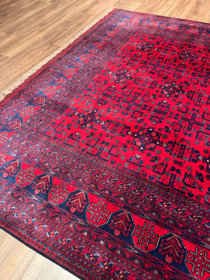 Afgan Halısı Bilcik Orijinal El Dokuması Kök Boya Yün 201x295 5.93 Metrekare - 7x10 ft