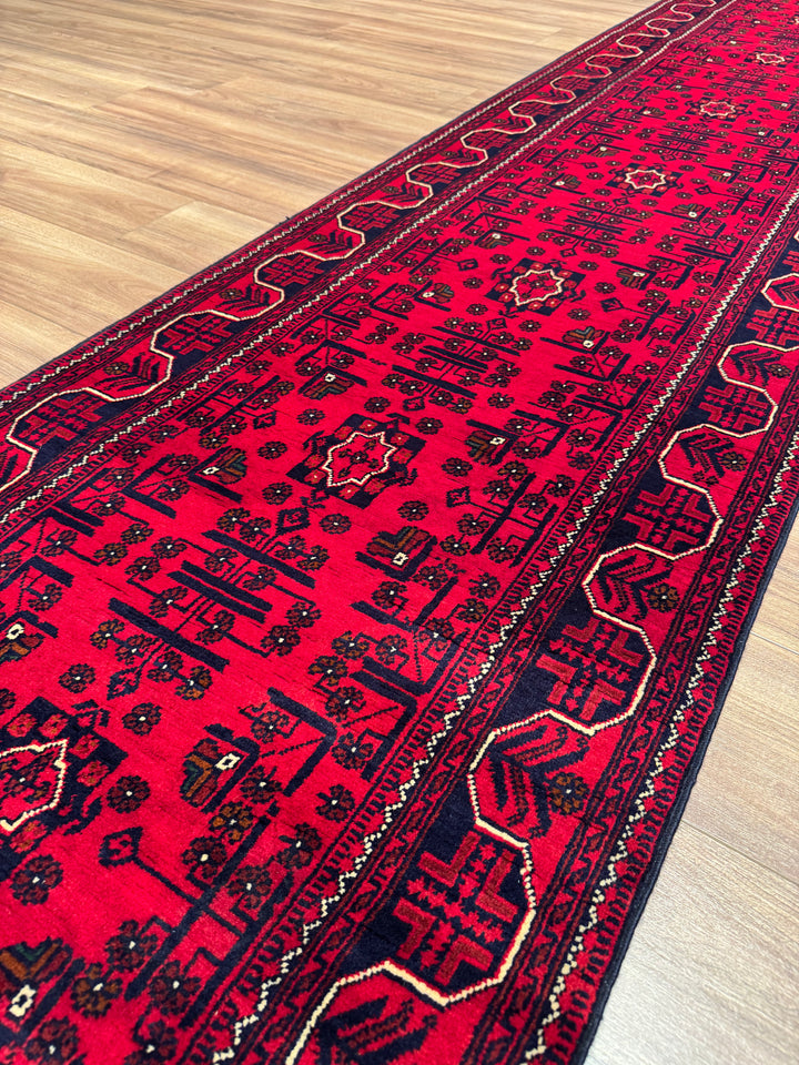 Afgan Halısı Hamyap Yolluk Orijinal El Dokuması Kök Boya Yün 0.84x388 3.26 Metrekare - 3x13 ft