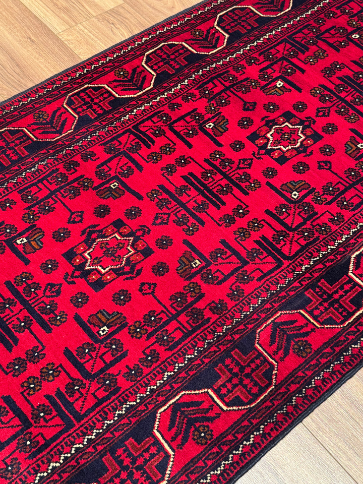 Afgan Halısı Hamyap Yolluk Orijinal El Dokuması Kök Boya Yün 0.84x388 3.26 Metrekare - 3x13 ft