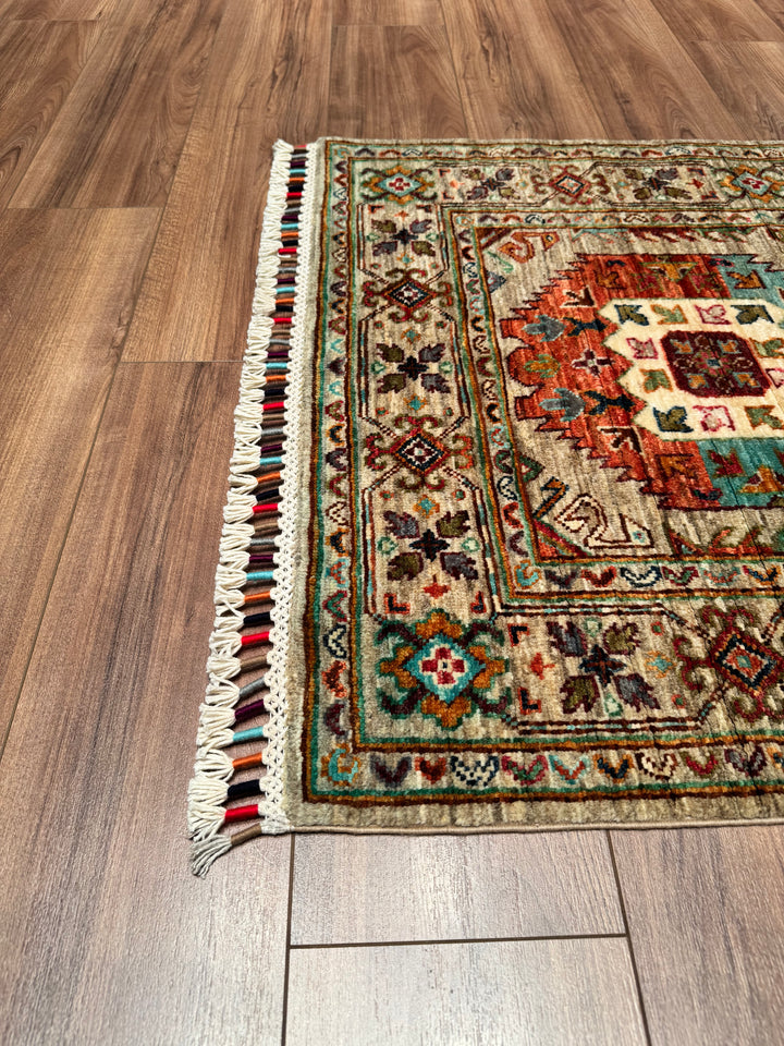 Veziri Original Hand Woven Runner Beige Vegetable Dyed Wool Carpet 0.89x315 2.80 Square Meters - 3x10 ft