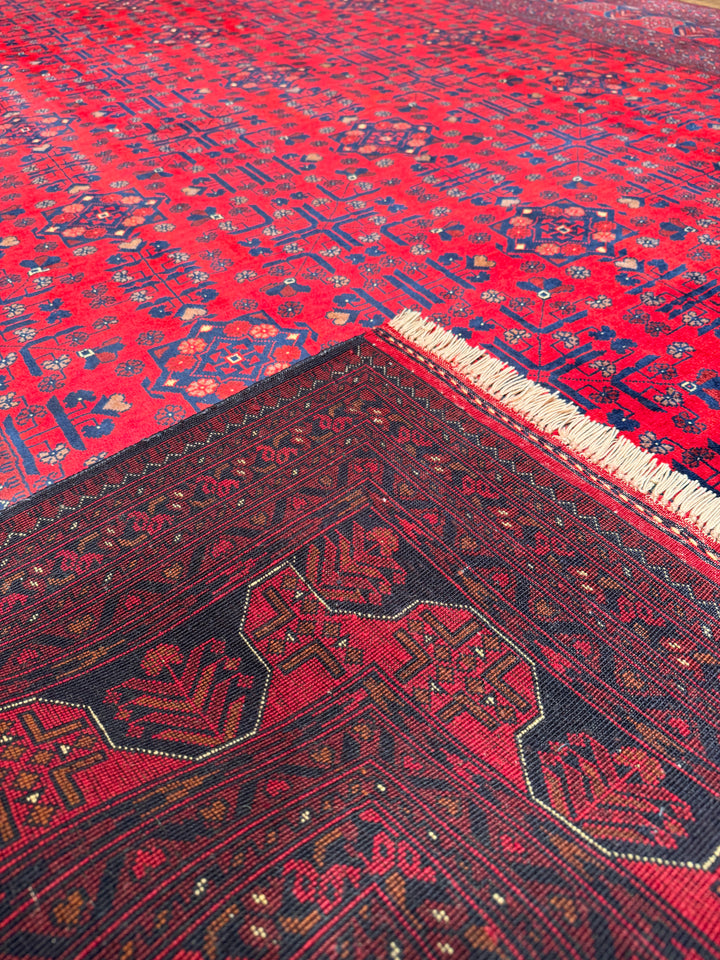 Afgan Halısı Bilcik Orijinal El Dokuması Kök Boya Yün 201x295 5.93 Metrekare - 7x10 ft