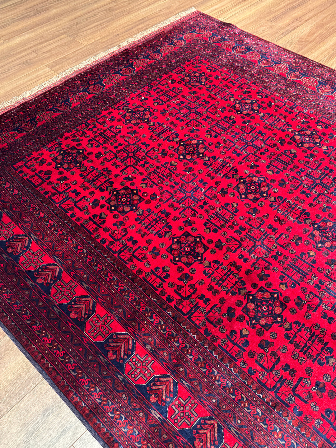 Afgan Halısı Bilcik Orijinal El Dokuması Kök Boya Yün 201x295 5.93 Metrekare - 7x10 ft