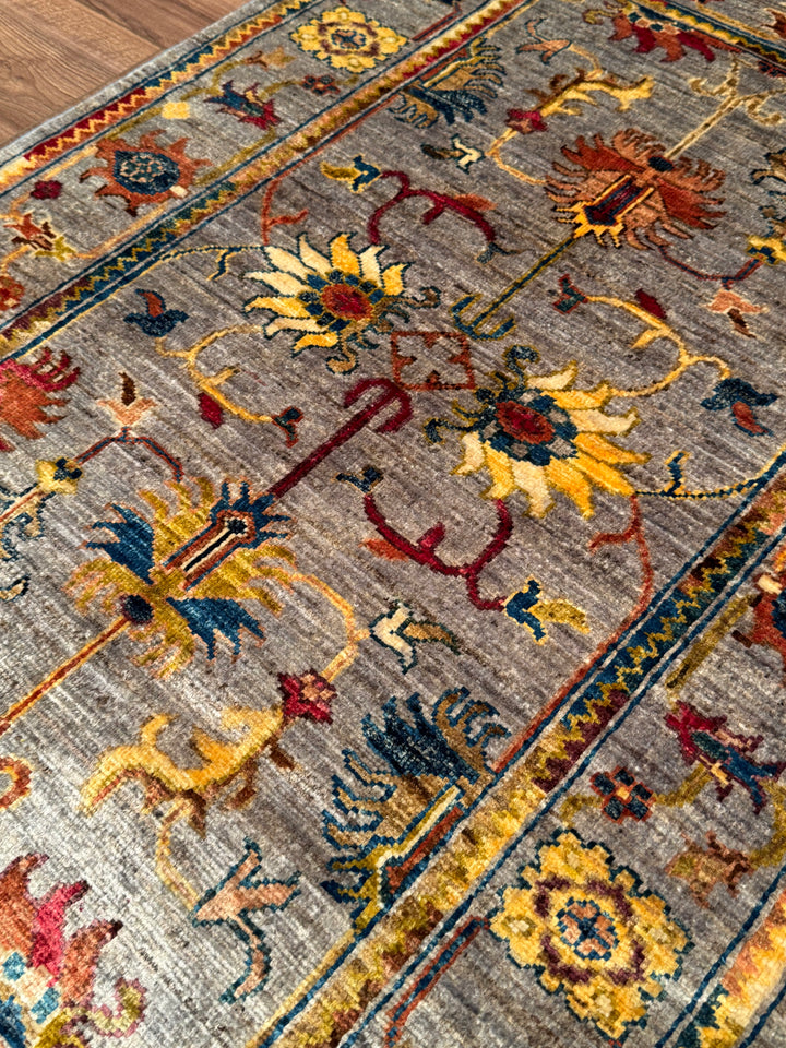 Sultani Binbirgece Orijinal El Dokuması Gri Kök Boya Yün Halı 0.82x119 0.98 Metrekare - 3x4 ft