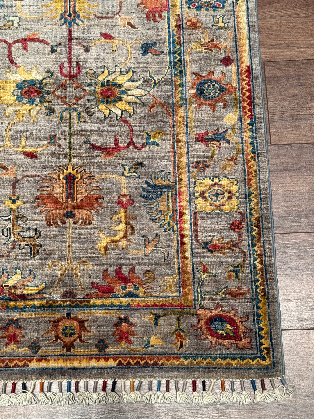 Sultani Binbirgece Orijinal El Dokuması Gri Kök Boya Yün Halı 0.82x119 0.98 Metrekare - 3x4 ft