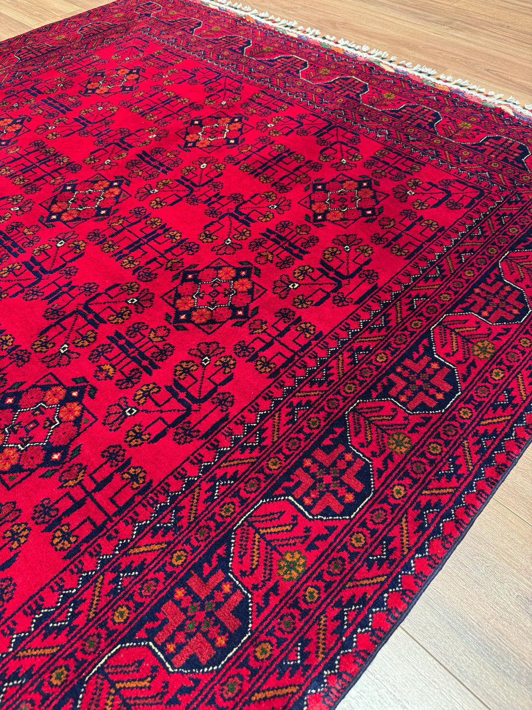 Afghan Carpet Hamyap Original Hand-Woven Vegetable Dyed Wool 170x234 3.98 Square Meters - 5x7 ft