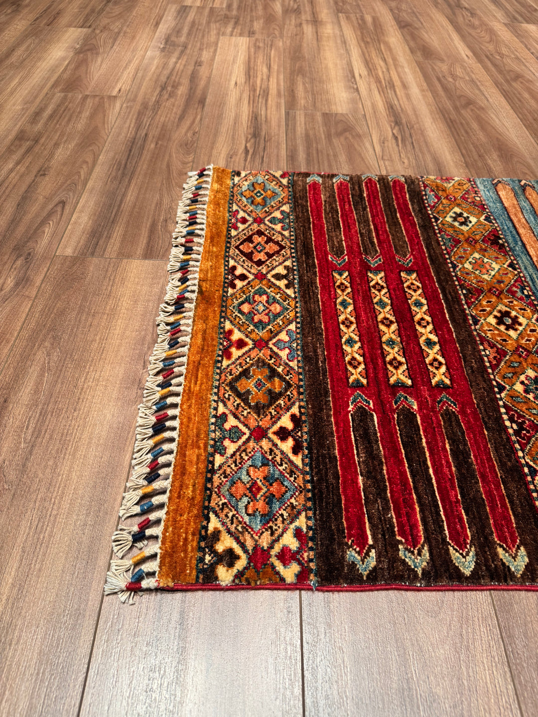 Khorjin Original Hand Woven Runner Multi Vegetable Dyed Wool Carpet 0.80x284 2.27 Square Meters - 2x9 ft