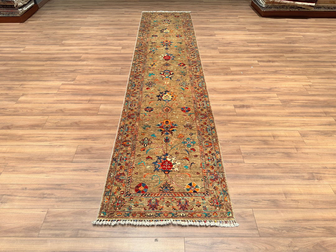 Sultani Binbirgece Long Runner Original Hand Woven Beige Vegetable Dyed Wool Carpet 0.91x407 3.70 Square Meters - 3x13 ft