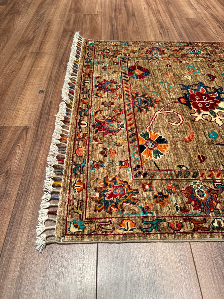 Sultani Binbirgece Long Runner Original Hand Woven Beige Vegetable Dyed Wool Carpet 0.91x407 3.70 Square Meters - 3x13 ft