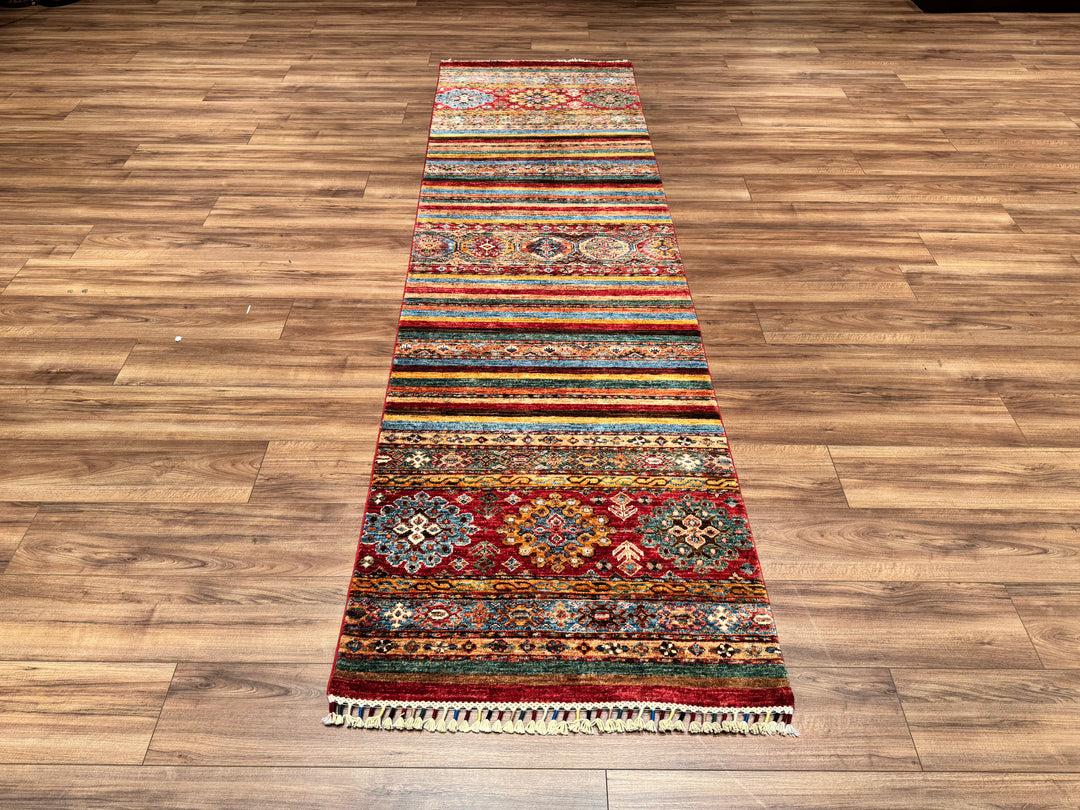 Khorjin Original Hand Woven Runner Multi Vegetable Dyed Wool Carpet 0.86x299 2.57 Square Meters - 2x10 ft