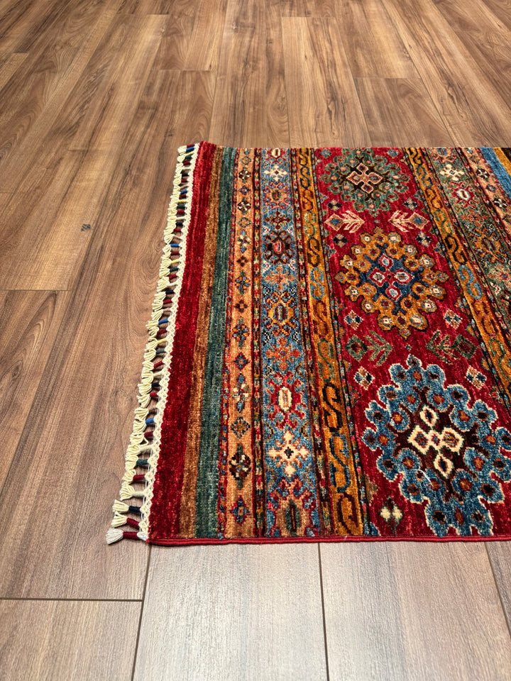 Khorjin Original Hand Woven Runner Multi Vegetable Dyed Wool Carpet 0.86x299 2.57 Square Meters - 2x10 ft