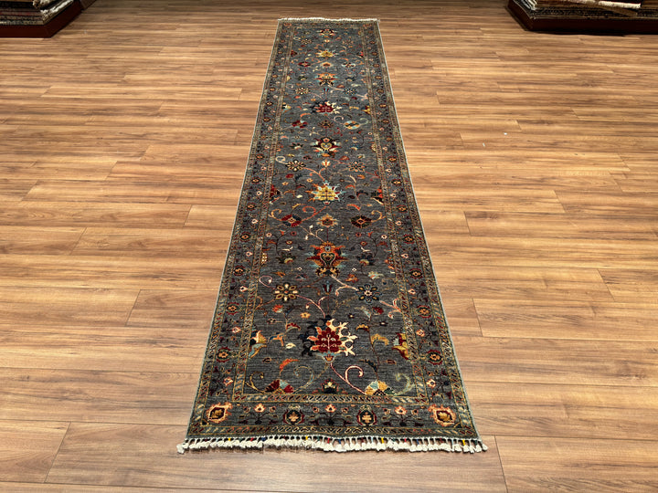 Sultani Binbirgece Long Runner Original Hand Woven Gray Vegetable Dyed Wool Carpet 0.91x399 3.63 Square Meters - 3x13 ft