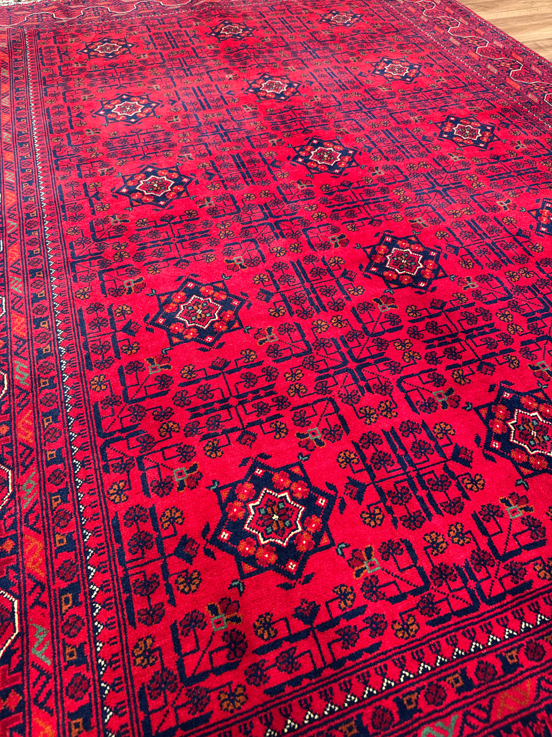 سجادة أفغانية من هامياب، منسوجة يدويًا بصبغة جذور صوفية أصلية، 168×244، 4.10 متر مربع - 5×7 قدم 