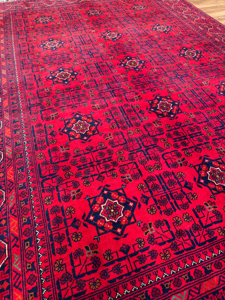 سجادة أفغانية من هامياب، منسوجة يدويًا بصبغة جذور صوفية أصلية، 168×244، 4.10 متر مربع - 5×7 قدم 