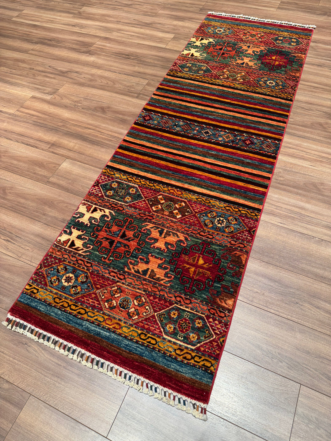 Khorjin Original Hand Woven Multi Vegetable Dyed Wool Rug 0.79x248 1.96 Square Meters - 3x8 ft