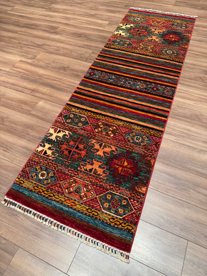 Khorjin Original Hand Woven Multi Vegetable Dyed Wool Rug 0.79x248 1.96 Square Meters - 3x8 ft