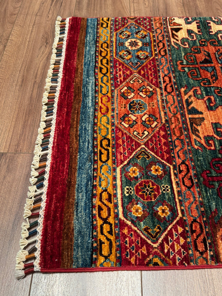 Khorjin Original Hand Woven Multi Vegetable Dyed Wool Rug 0.79x248 1.96 Square Meters - 3x8 ft