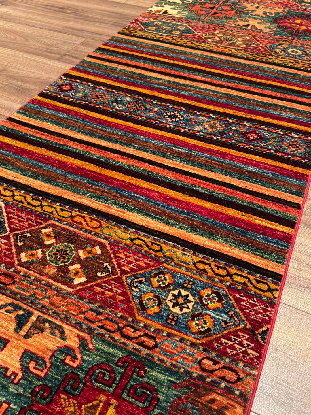 Khorjin Original Hand Woven Multi Vegetable Dyed Wool Rug 0.79x248 1.96 Square Meters - 3x8 ft