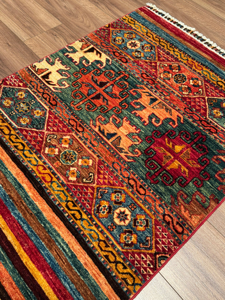 Khorjin Original Hand Woven Multi Vegetable Dyed Wool Rug 0.79x248 1.96 Square Meters - 3x8 ft