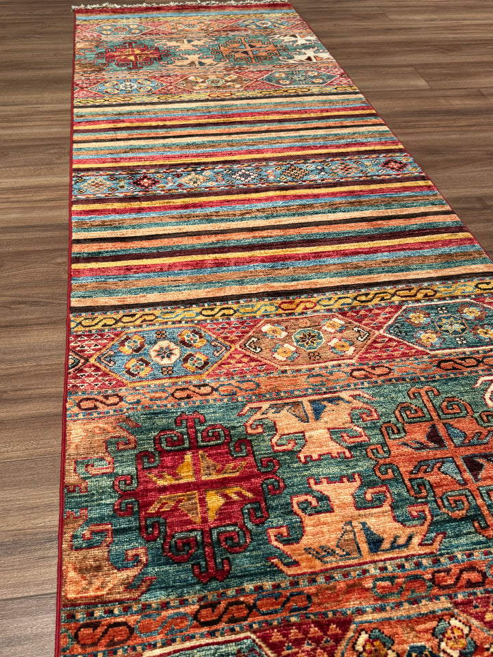Khorjin Original Hand Woven Multi Vegetable Dyed Wool Rug 0.79x248 1.96 Square Meters - 3x8 ft