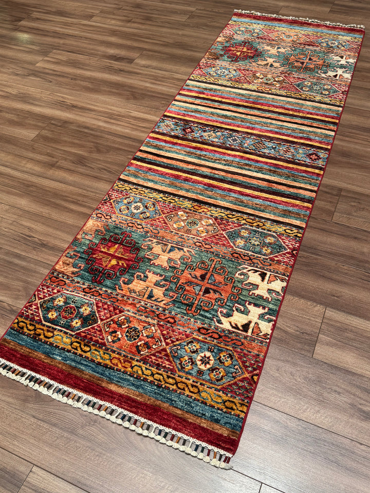 Khorjin Original Hand Woven Multi Vegetable Dyed Wool Rug 0.79x248 1.96 Square Meters - 3x8 ft