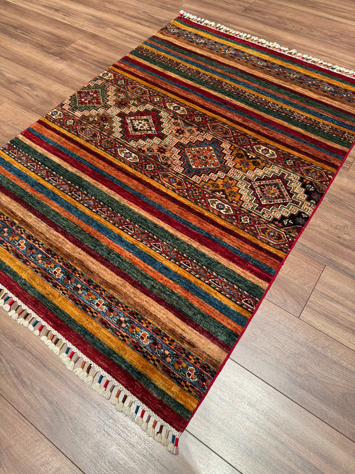 Khorjin Orijinal El Dokuması Multi Kök Boya Yün Halı 106x150 1.59 Metrekare - 3x5 ft