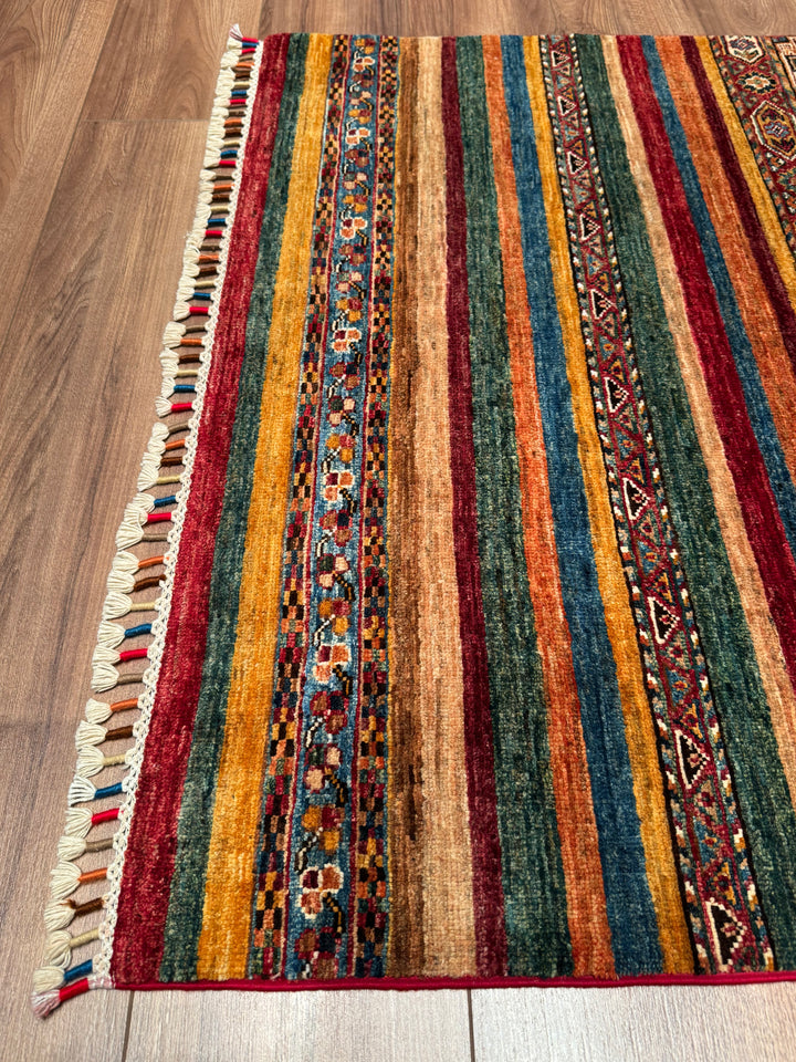 Khorjin Orijinal El Dokuması Multi Kök Boya Yün Halı 106x150 1.59 Metrekare - 3x5 ft