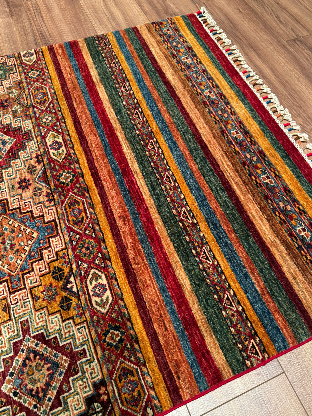 Khorjin Orijinal El Dokuması Multi Kök Boya Yün Halı 106x150 1.59 Metrekare - 3x5 ft