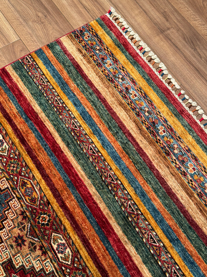 Khorjin Orijinal El Dokuması Multi Kök Boya Yün Halı 106x150 1.59 Metrekare - 3x5 ft