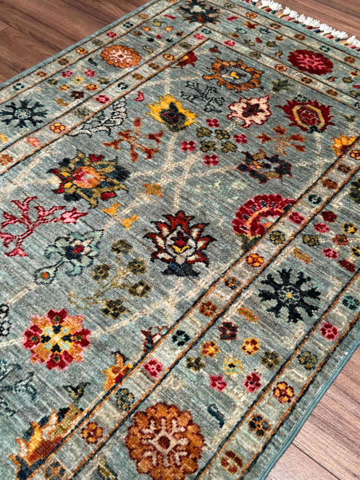 سجادة سلطاني بينبيرجيسي الأصلية المصنوعة يدويًا من الصوف الرمادي المصبوغ بصبغة الجذور 0.82 × 133 سم (1.09 متر مربع) - 3 × 4 قدم 