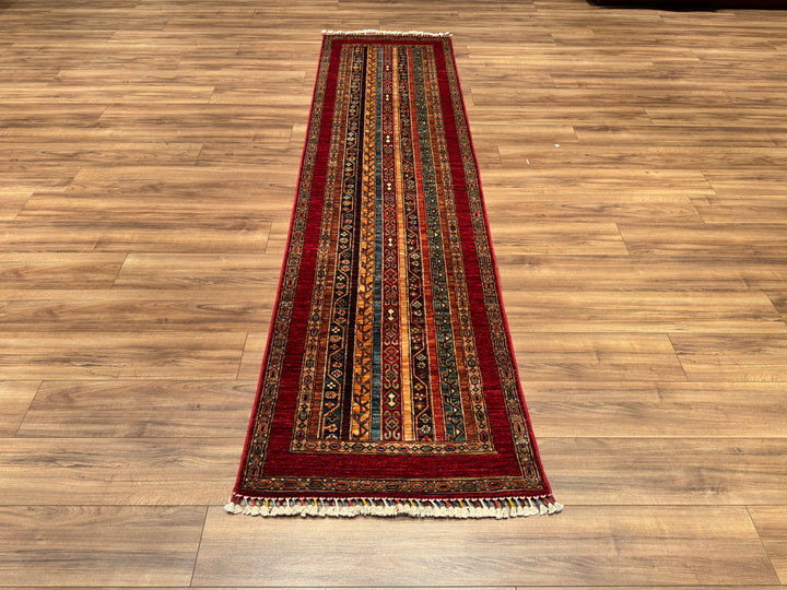 Shawl Original Hand Woven Runner Red Vegetable Dyed Wool Carpet 0.78x300 2.34 Square Meters -2x10 ft