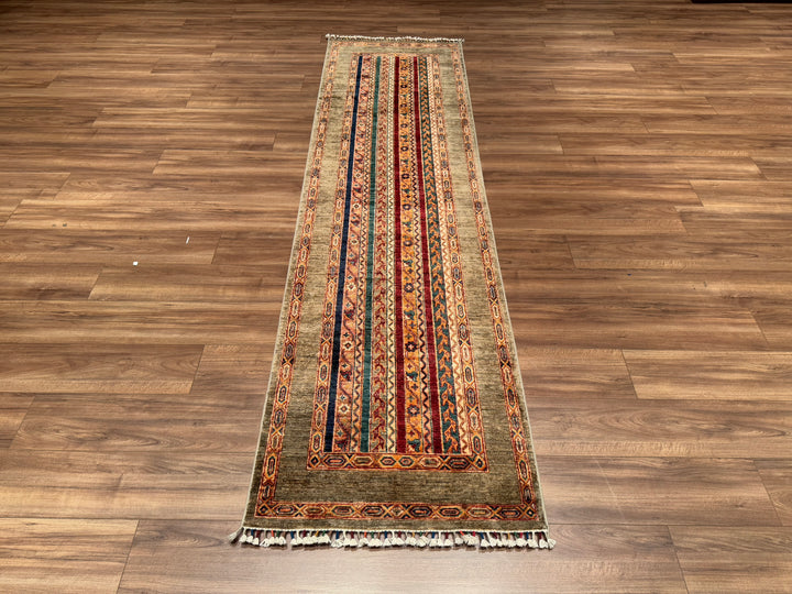 Shawl Original Hand Woven Runner Brown Vegetable Dyed Wool Carpet 0.79x297 2.35 Square Meters -2x9 ft