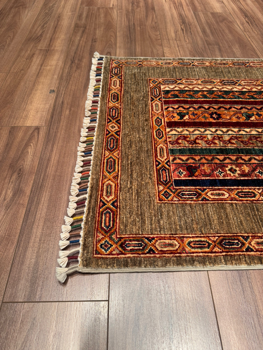 Shawl Original Hand Woven Runner Brown Vegetable Dyed Wool Carpet 0.79x297 2.35 Square Meters -2x9 ft