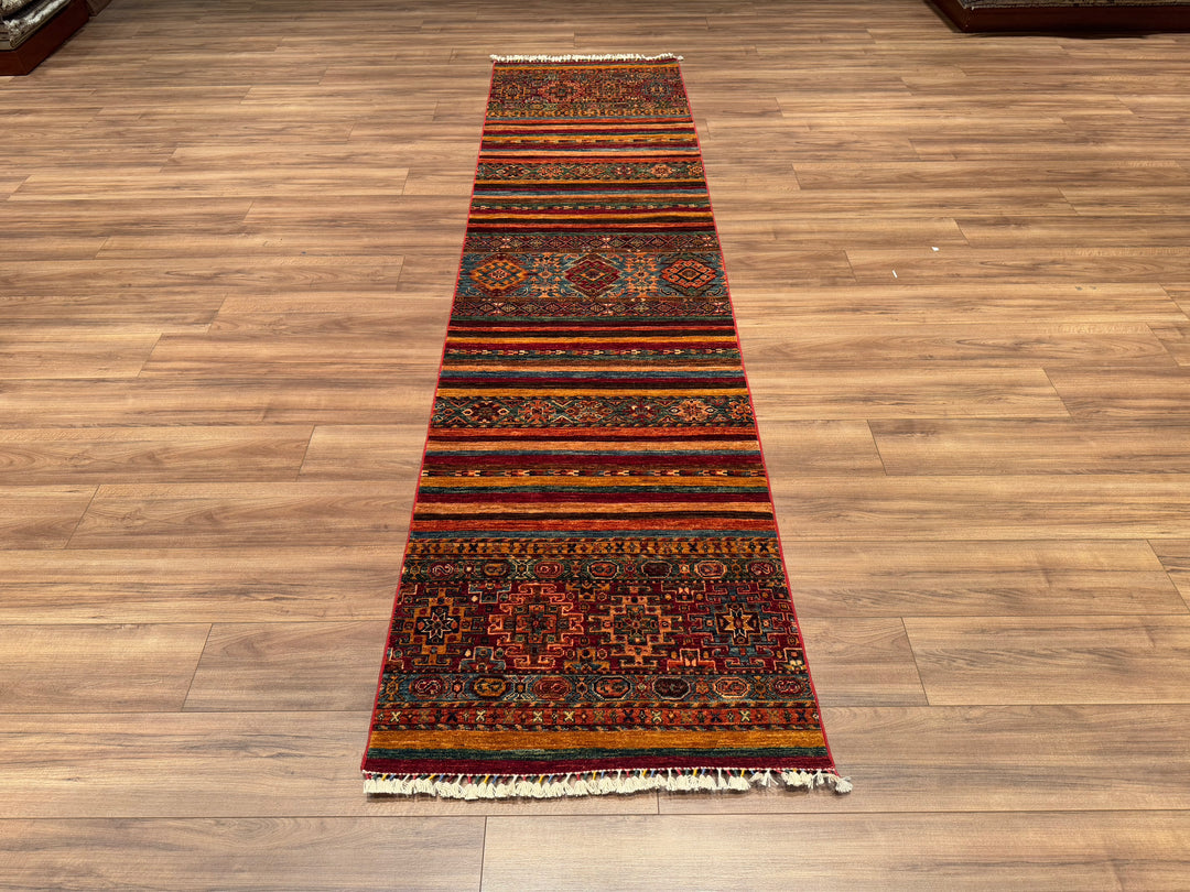 Khorjin Original Hand Woven Runner Multi Vegetable Dyed Wool Carpet 0.81x323 2.62 Square Meters - 2x10 ft