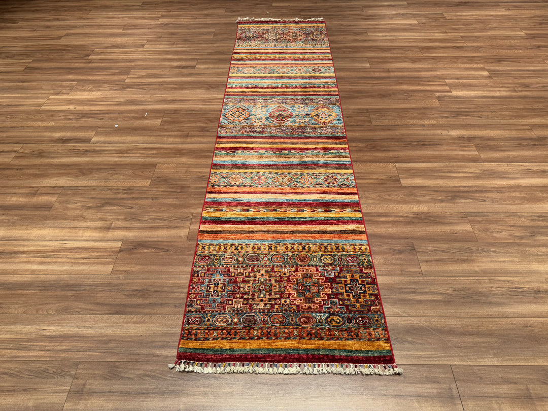 Khorjin Original Hand Woven Runner Multi Vegetable Dyed Wool Carpet 0.81x323 2.62 Square Meters - 2x10 ft