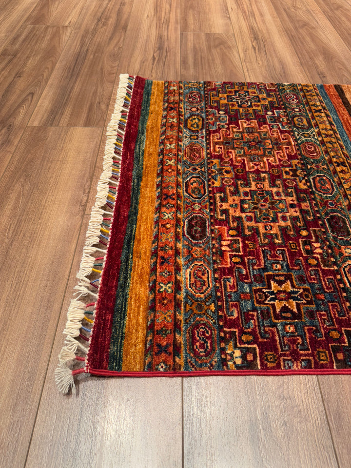 Khorjin Original Hand Woven Runner Multi Vegetable Dyed Wool Carpet 0.81x323 2.62 Square Meters - 2x10 ft