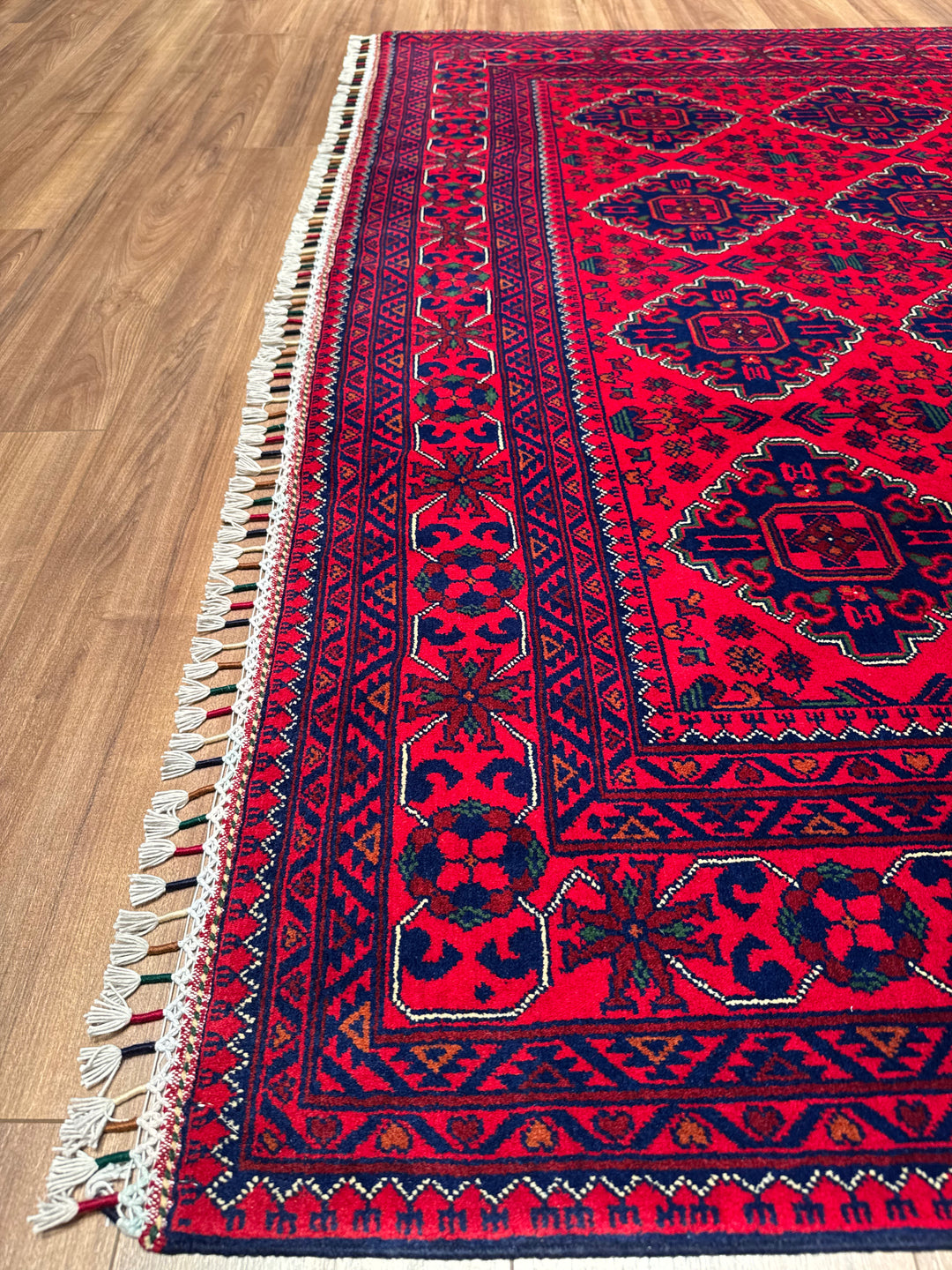 سجادة أفغانية من هامياب، منسوجة يدويًا بصوف مصبوغ بصبغة الجذور، مقاس 197×296، 5.83 متر مربع - 6×10 قدم