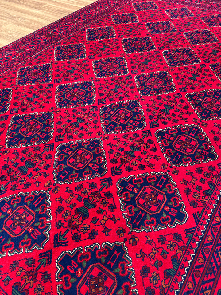 سجادة أفغانية من هامياب، منسوجة يدويًا بصوف مصبوغ بصبغة الجذور، مقاس 197×296، 5.83 متر مربع - 6×10 قدم