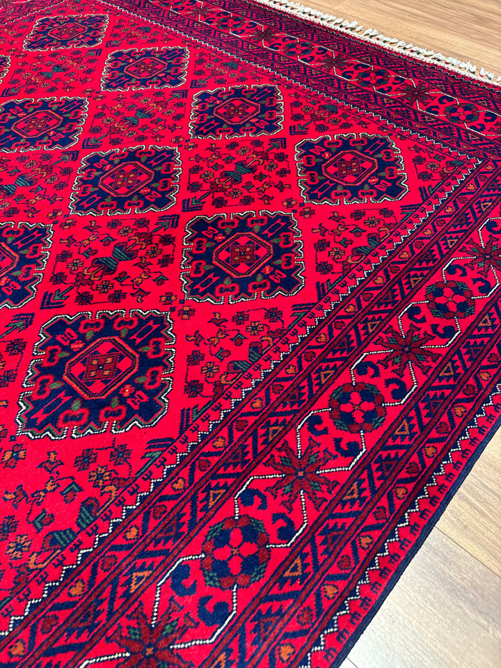 سجادة أفغانية من هامياب، منسوجة يدويًا بصوف مصبوغ بصبغة الجذور، مقاس 197×296، 5.83 متر مربع - 6×10 قدم