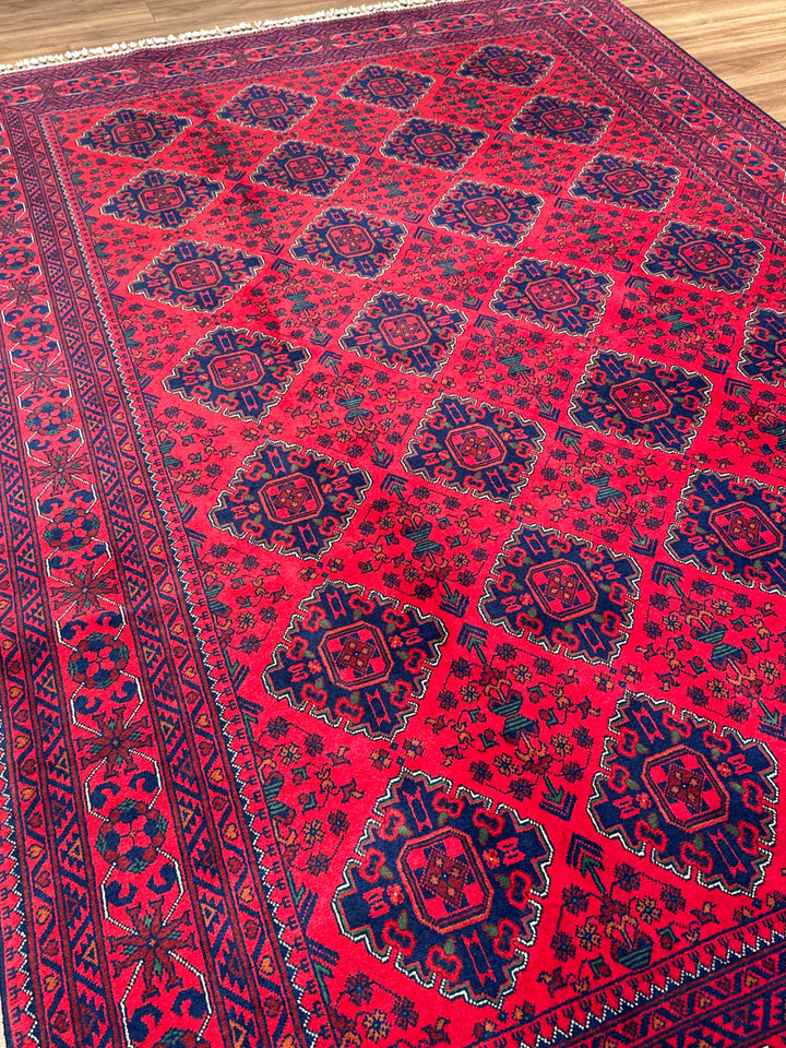 سجادة أفغانية من هامياب، منسوجة يدويًا بصوف مصبوغ بصبغة الجذور، مقاس 197×296، 5.83 متر مربع - 6×10 قدم