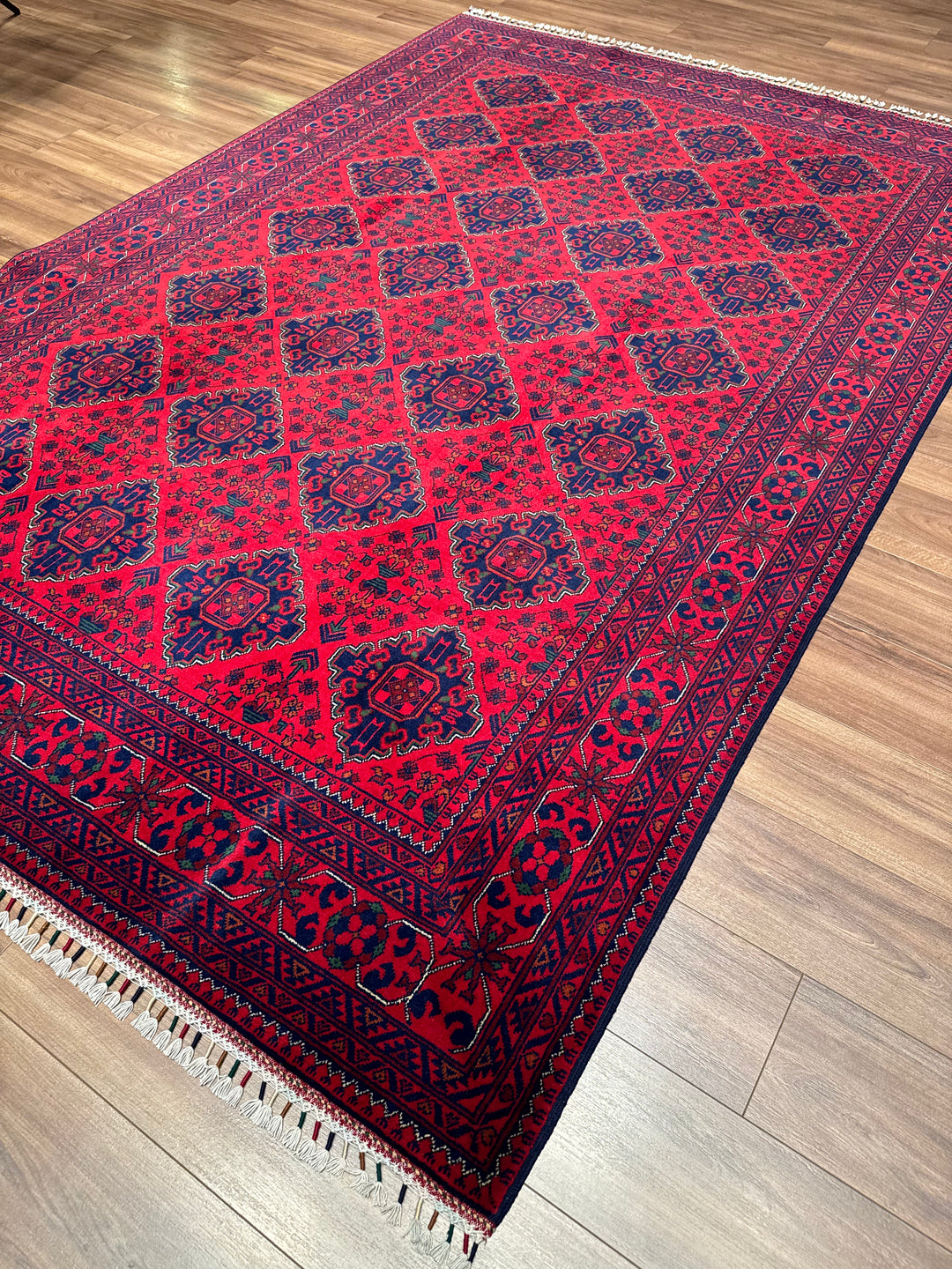 سجادة أفغانية من هامياب، منسوجة يدويًا بصوف مصبوغ بصبغة الجذور، مقاس 197×296، 5.83 متر مربع - 6×10 قدم