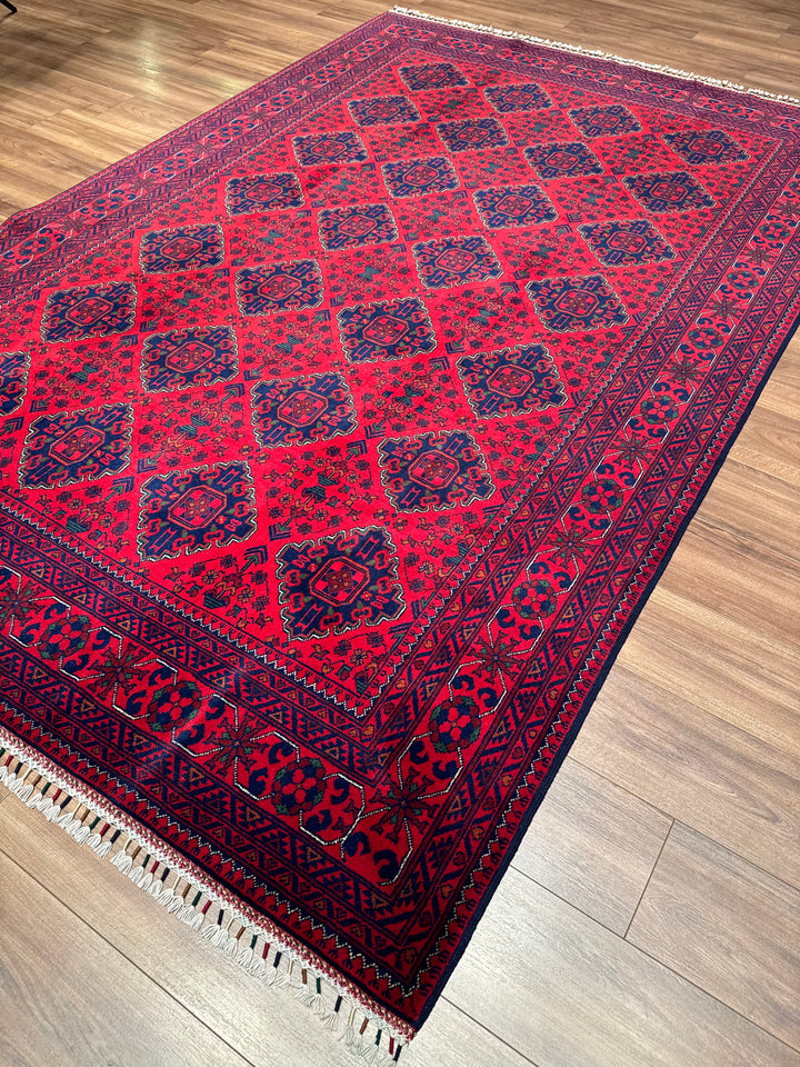 سجادة أفغانية من هامياب، منسوجة يدويًا بصوف مصبوغ بصبغة الجذور، مقاس 197×296، 5.83 متر مربع - 6×10 قدم