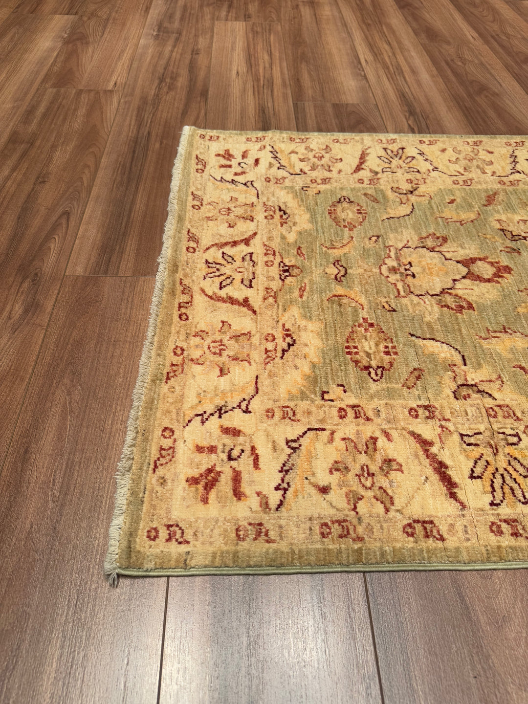 Uşak Original Hand Woven Beige Vegetable Dyed Wool Carpet 0.88x291 2.56 Square Meters - 2x10 ft