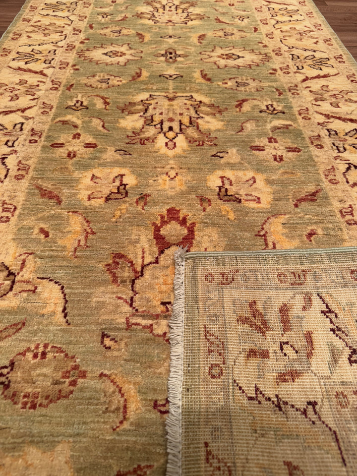 Uşak Original Hand Woven Beige Vegetable Dyed Wool Carpet 0.88x291 2.56 Square Meters - 2x10 ft