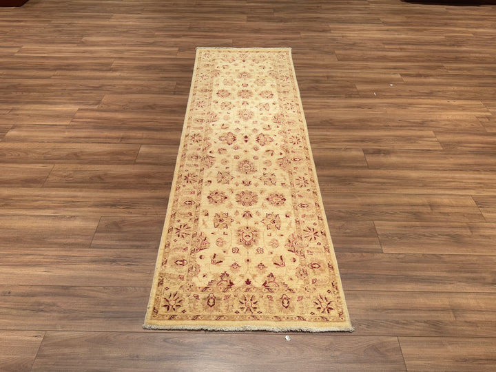 Uşak Original Hand Woven Runner Beige Vegetable Dyed Wool Carpet 0.82x244 2 Square Meters - 2x8 ft