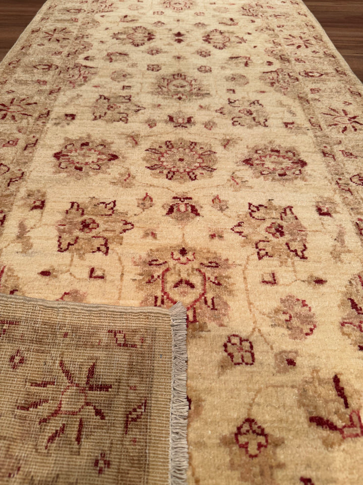 Uşak Original Hand Woven Runner Beige Vegetable Dyed Wool Carpet 0.82x244 2 Square Meters - 2x8 ft