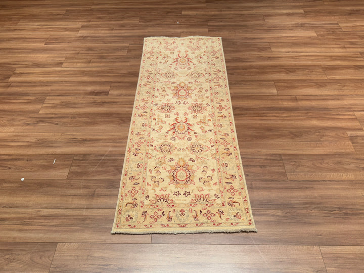 Uşak Original Hand Woven Runner Cream Vegetable Dyed Wool Carpet 0.77x194 1.49 Square Meters - 2x6 ft