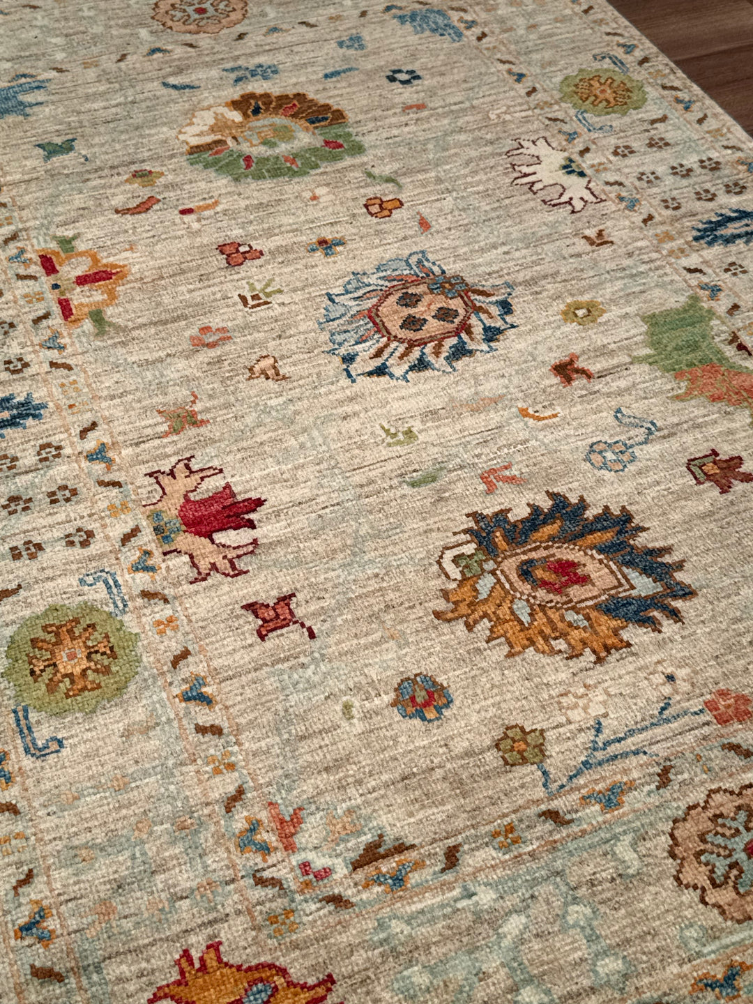 Sultani Binbirgece Orijinal El Dokuması Bej Kök Boya Yün Halı 0.81x120 0.97 Metrekare - 3x4 ft